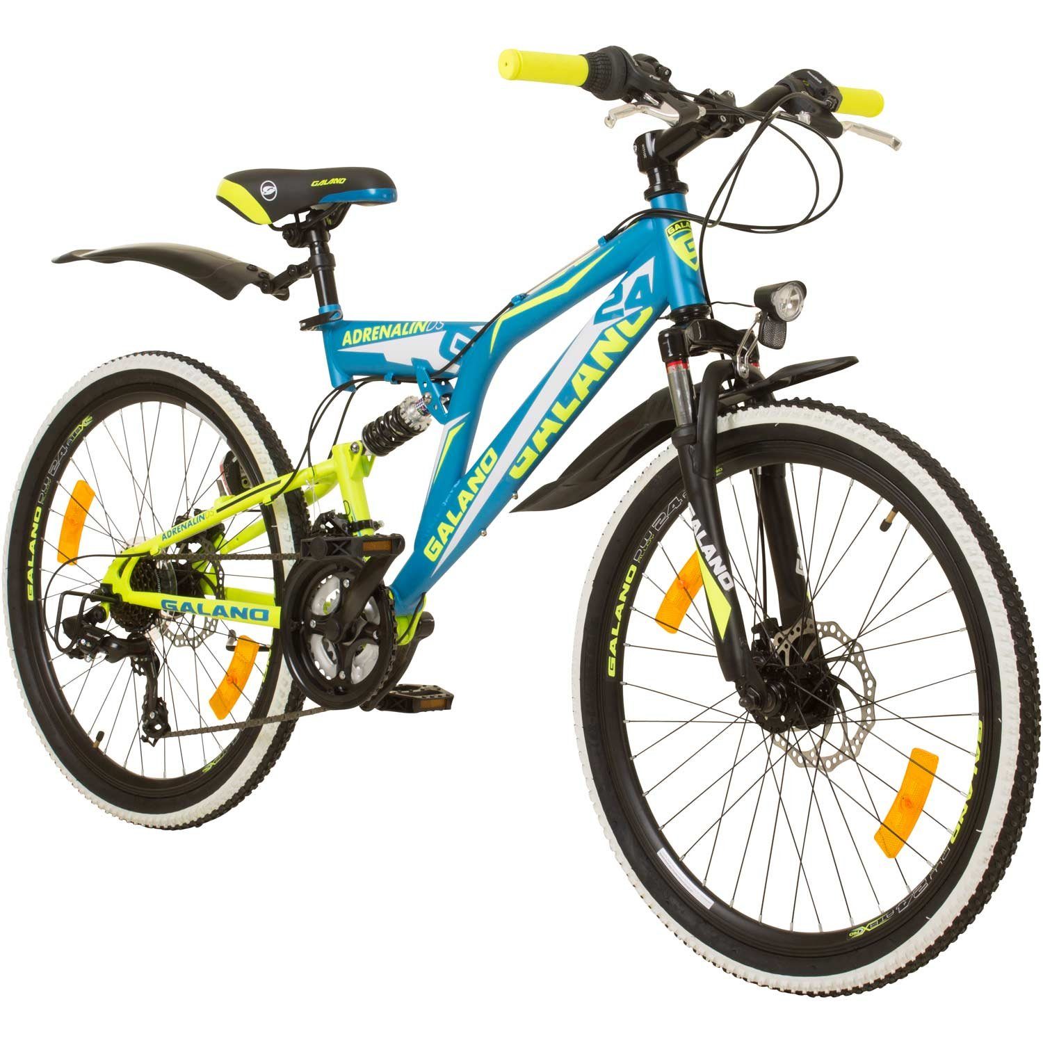 Galano Mountainbike »Adrenalin DS«, 21 Gang, Kettenschaltung, 24 Zoll  Jugendfahrrad MTB Fully für Mädchen und Jungen ab 135 cm Größe Kinder  Fahrrad online kaufen | OTTO