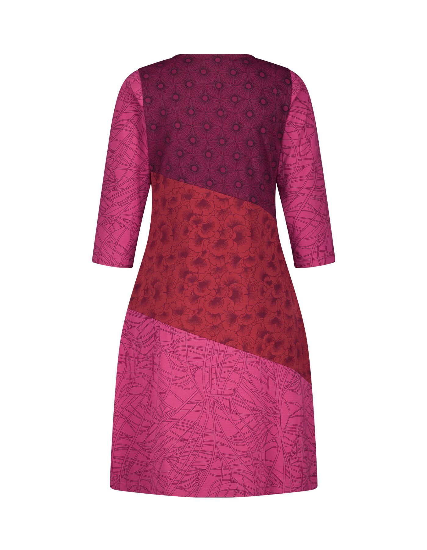 Jerseykleid Goa Bio-Baumwolle Kleid Patchwork echtes aus bedruckt Ziminka Deerberg Patchwork Hippie bordeaux