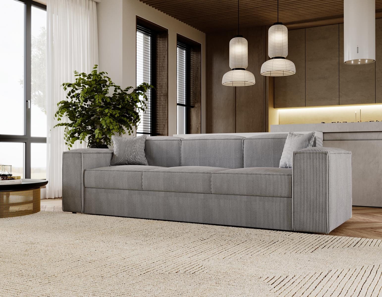 Compleo Schlafsofa modern 252 cm breit, ideal für das Wohnzimmer SANTO, mit Schlaffunktion