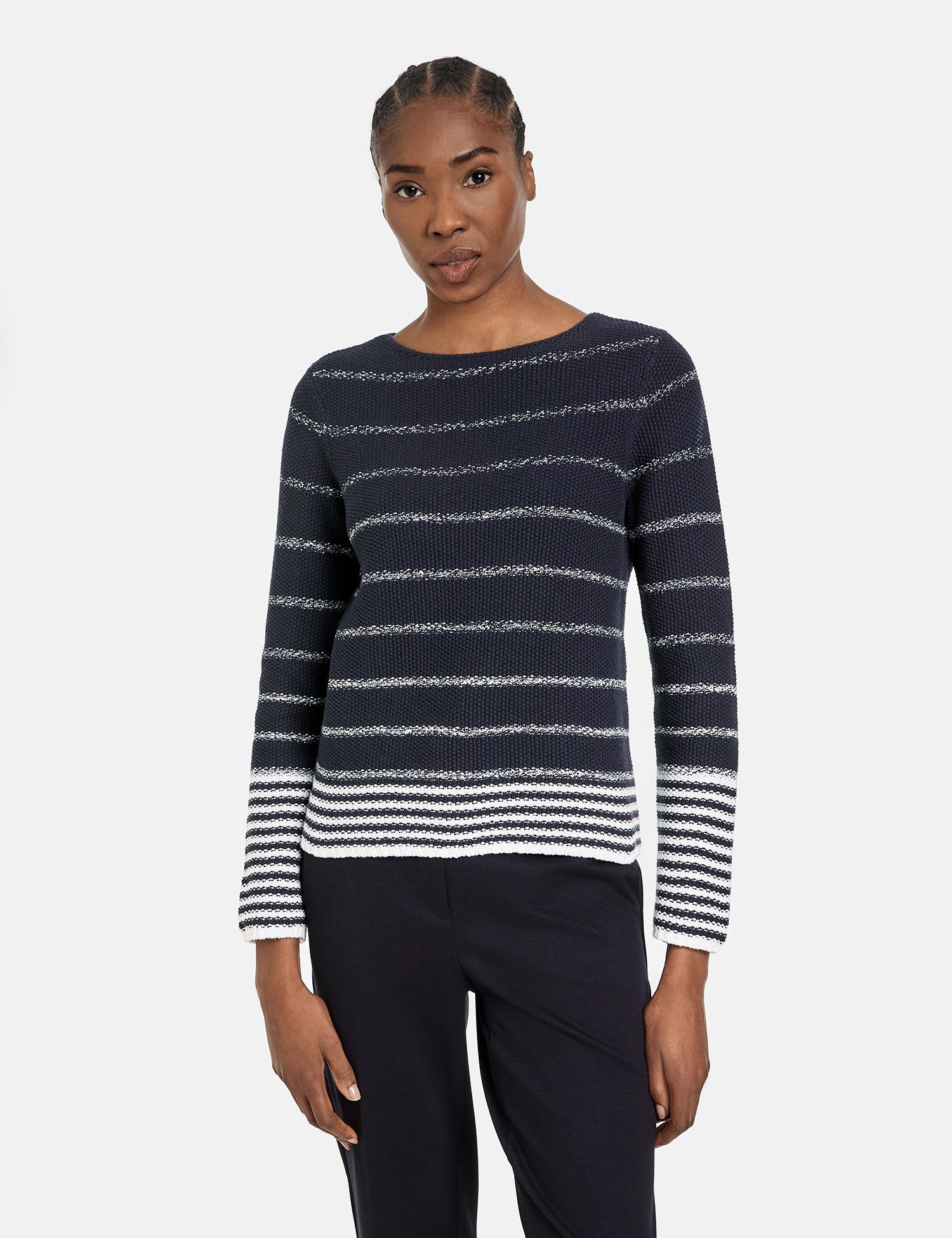 GERRY WEBER Rundhalspullover Pullover in Perlstrick