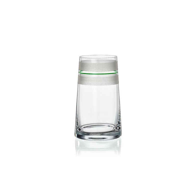 Crystalex Tischvase Vase Dekovase Kristallvase Stripes rot, gelb, blau oder grün 180 mm (1 St., 1 Vase), Kristallglas, handbemalt