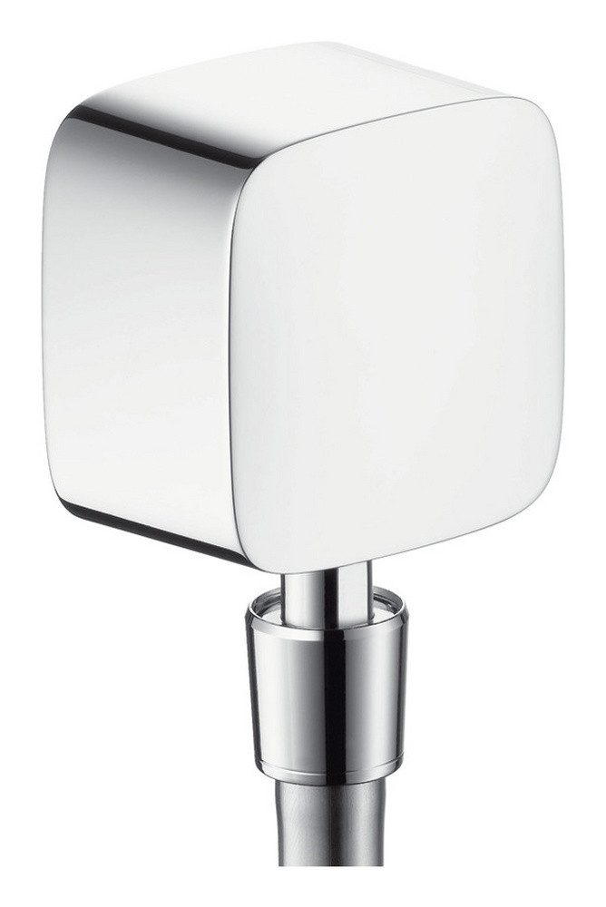 hansgrohe Wandanschlussbogen FixFit, Wandanschluss mit Rückflussverhinderer und Kugelgelenk - Chrom
