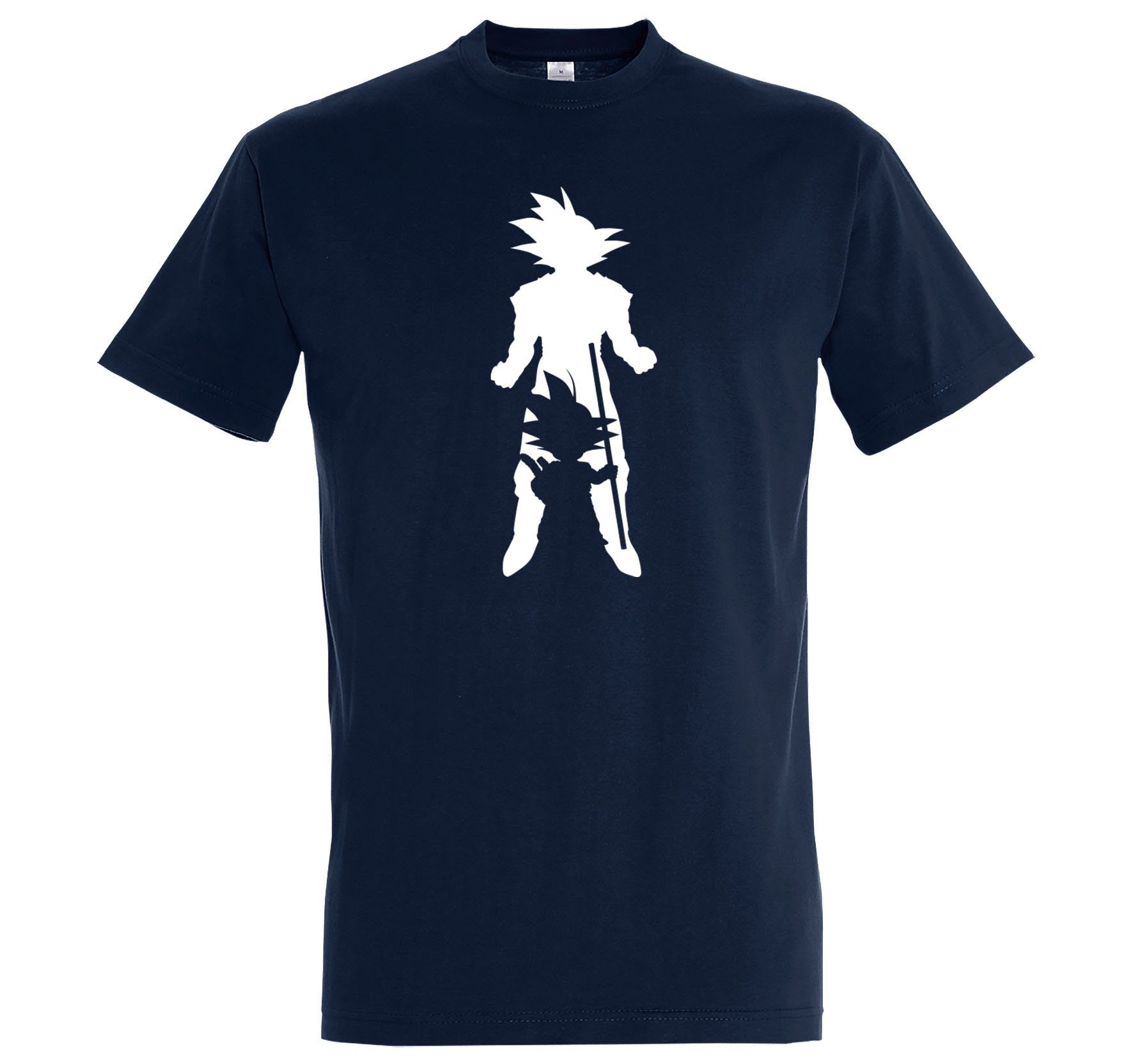 Designz Goku Frontprint Navyblau Super Herren Shirt trendigem Youth mit T-Shirt