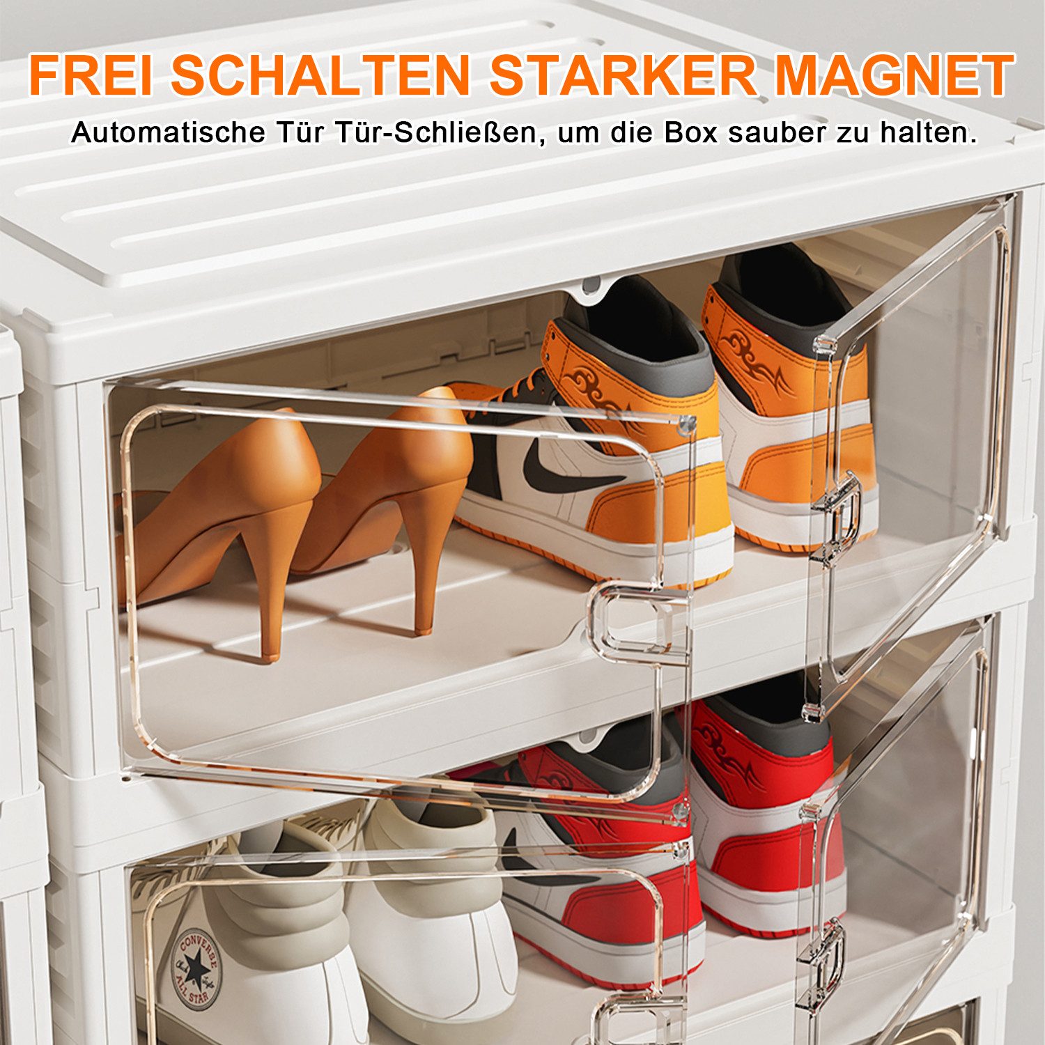 Seven Comfort Schuhschrank Kunststoff Schuhregal mit 6 Fächern, Für bis zu 12 Paar Schuhe, faltbar
