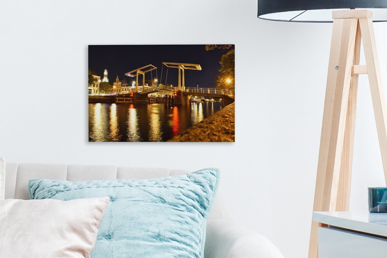 Wanddeko, Brücke 30x20 - OneMillionCanvasses® Wasser, Haarlem Wandbild St), Leinwandbilder, (1 Leinwandbild - cm Aufhängefertig,