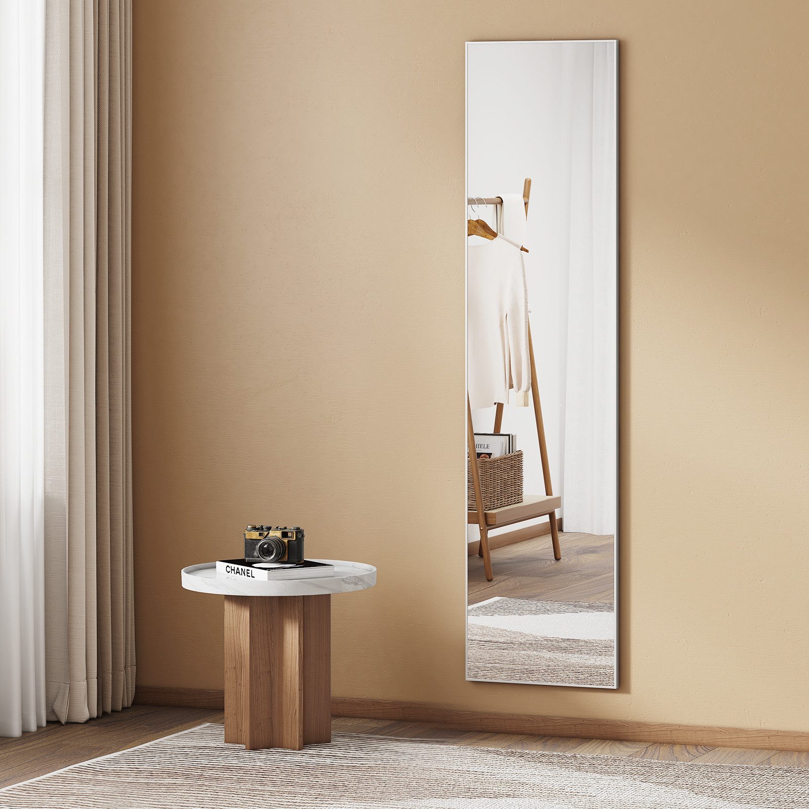 EMKE Standspiegel mit Haken Ganzkörperspiegel mit Rahmen 160x40cm, HD Groß, günstig online kaufen