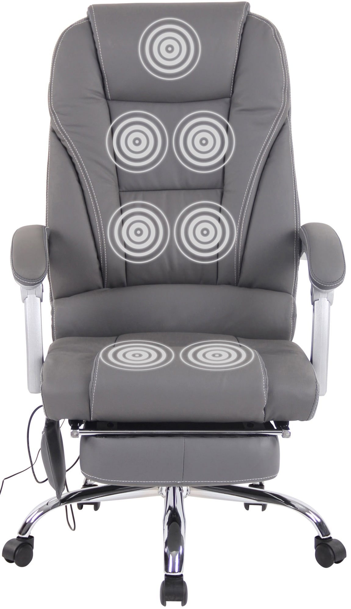 CLP Schreibtischstuhl Pacific Echtleder (1er), Massagefunktion, Fußablage