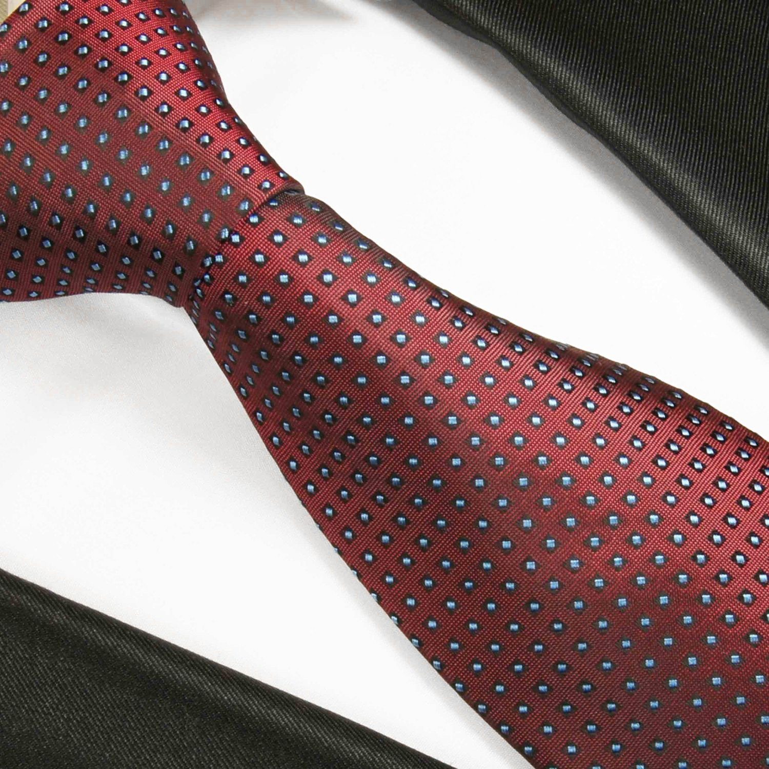 Breit Herren Paul Malone Schlips 2040 (8cm), gepunktet Seide Designer 100% Krawatte Seidenkrawatte rot modern