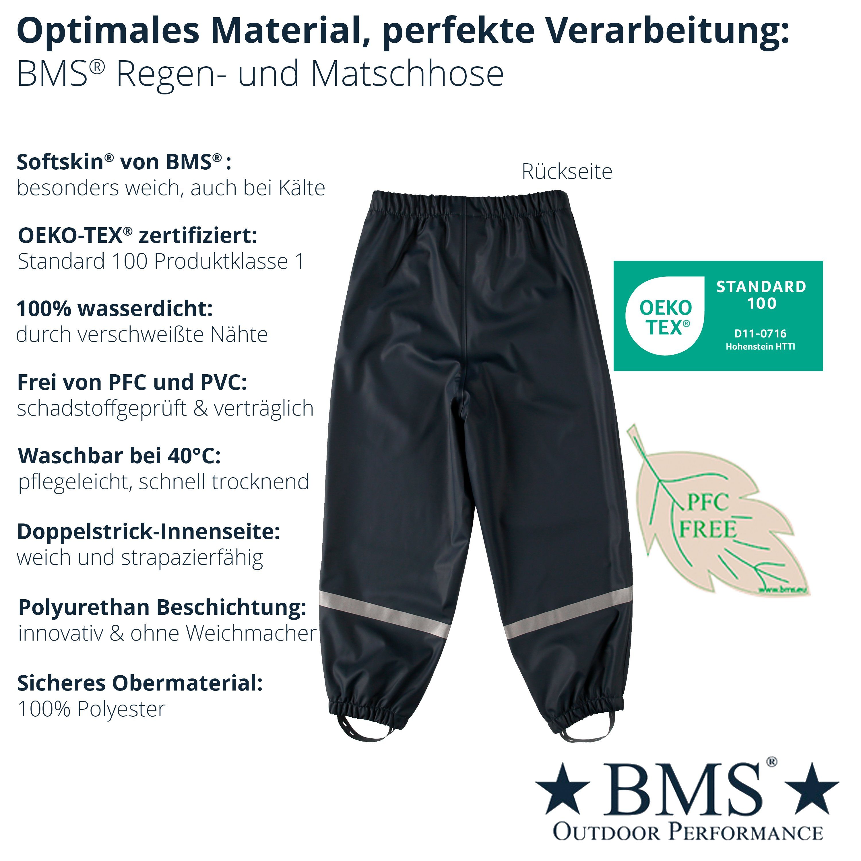 BMS Regen- und Matschhose BMS Regenbundhose für Kinder 100% wasserdicht ideal für den Waldkindergarten – Bild 5 von 5