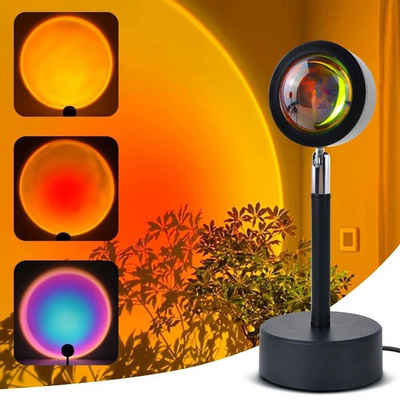 GelldG Nachtlicht Sunset Lamp,180 ° Drehbares Romantisches Vision-Stimmungslicht, USB-Anschluss Sonnenlicht LED Projektor, LED fest integriert, Nachhaltig
