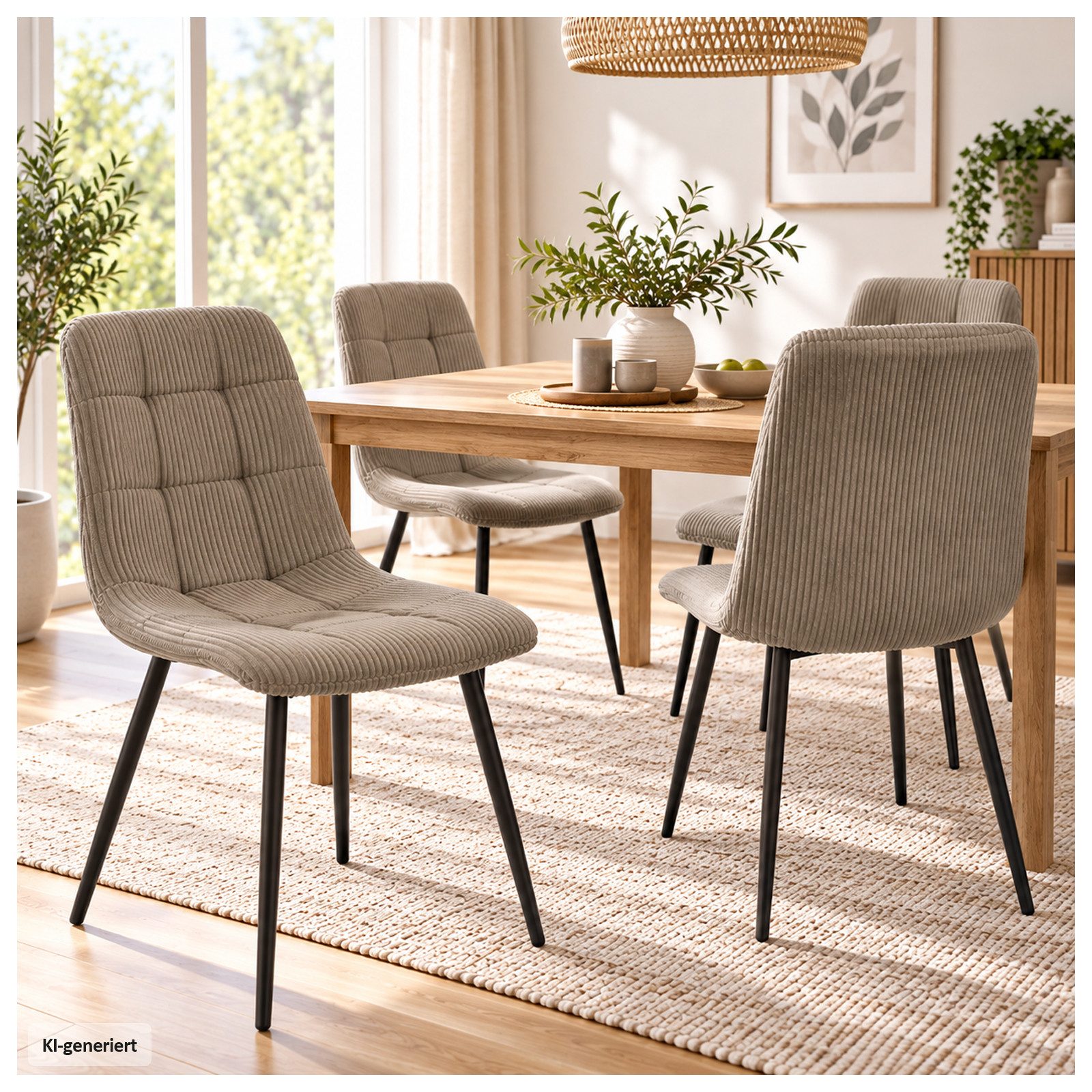 HTI-Living Esszimmerstuhl Esszimmerstuhl Mesa Cordstoff Beige (1 Stück, 1 St), Polsterstuhl mit schwarzen Metallbeinen