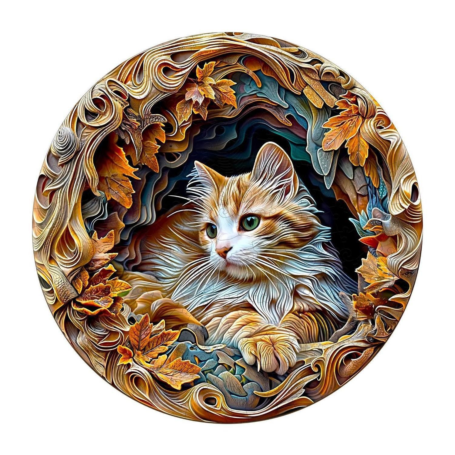 LuxusKollektion Konturenpuzzle Holzpuzzle Katze Tierform 300 Teile 14+, Puzzleteile