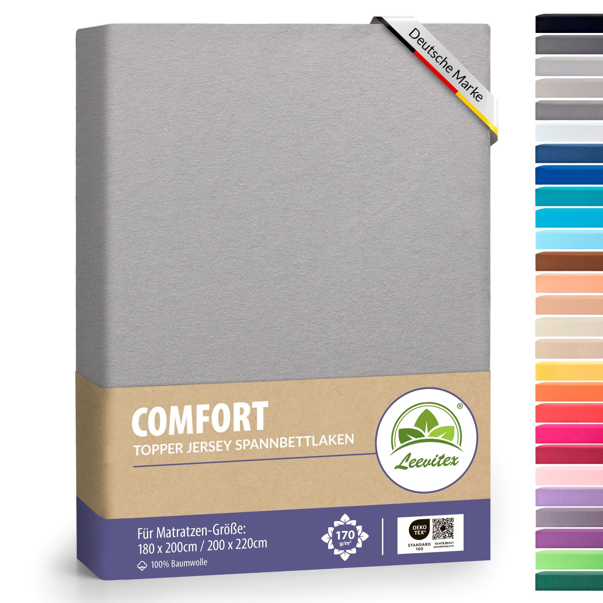 leevitex® Spannbettlaken für Topper 180x200–200x220 cm günstig online kaufen