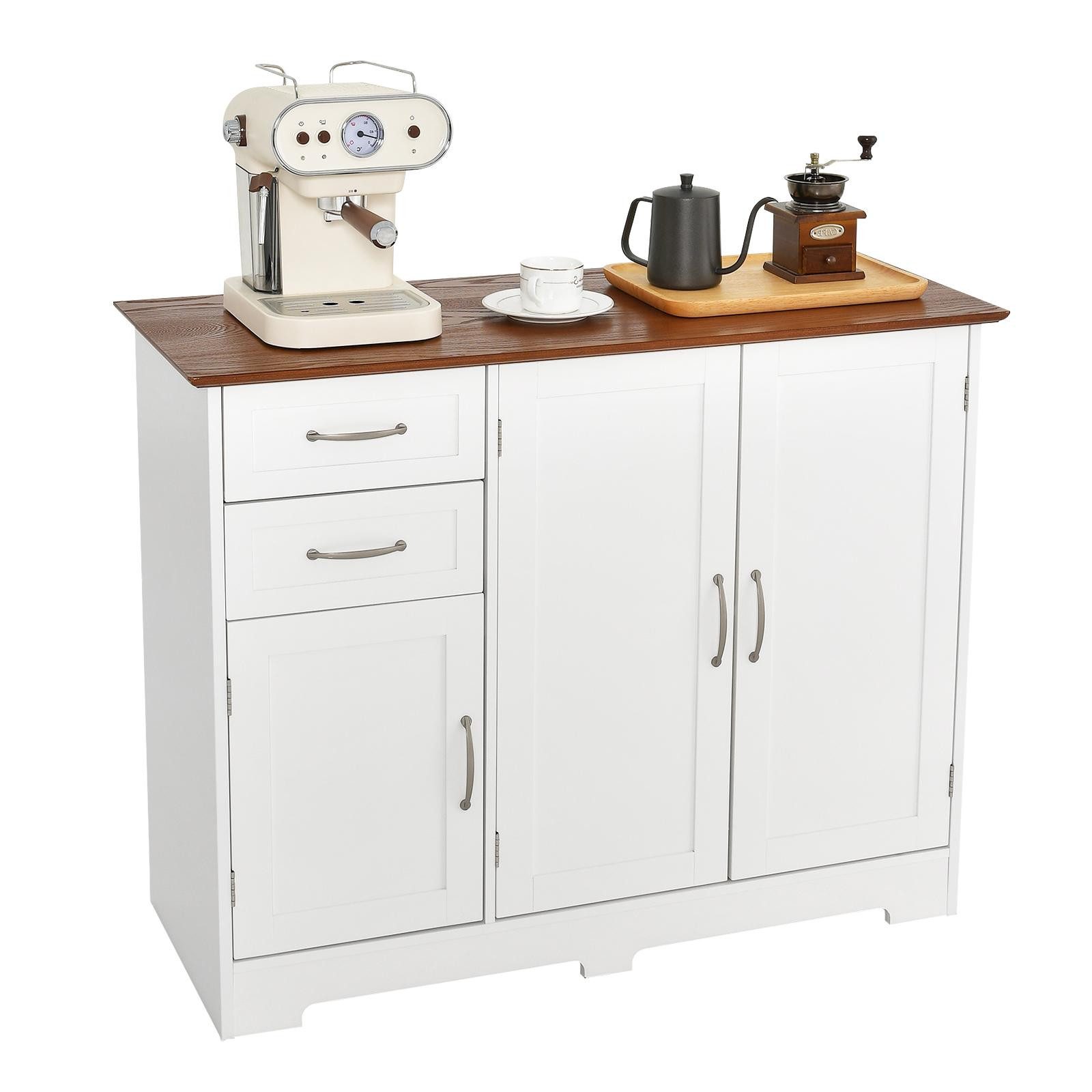 KOMFOTTEU Sideboard Küchenschrank, mit Türen & 2 Schubladen,100 × 40 × 78 c günstig online kaufen