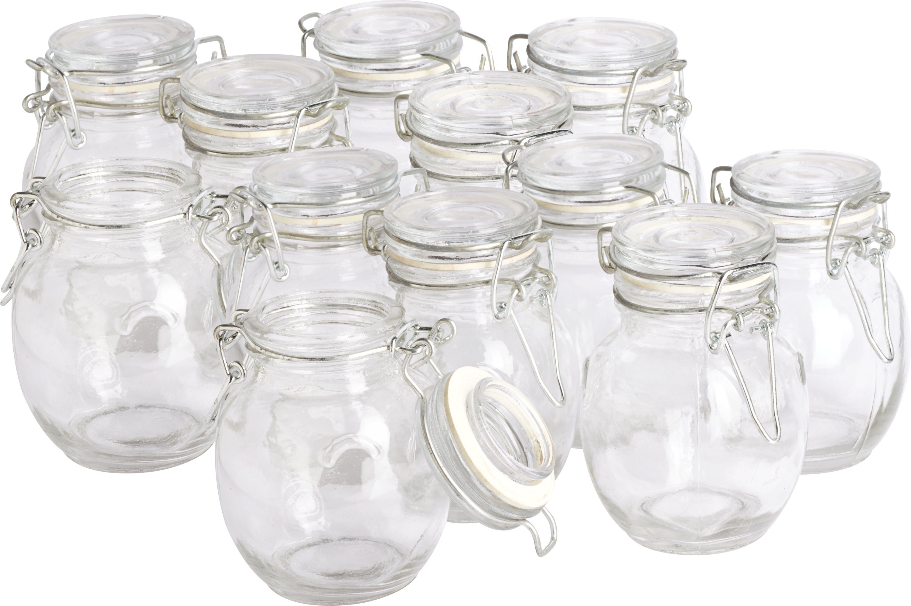 VBS XXL Vorratsglas, Glas, bauchig H 9 cm Ø 6 cm 120 ml 12er-Pack | Vorratsgläser