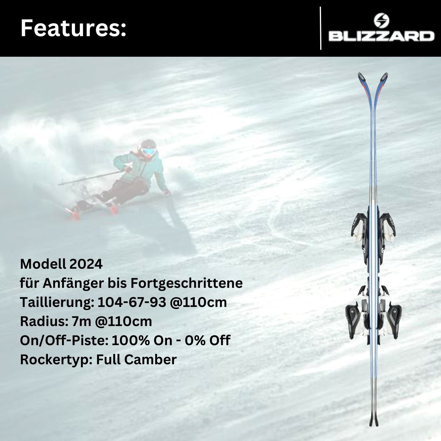 Ski + Firebird JR4.5 FDT Blizzard JR Kinderski 7.0 2024 Bindung Ski, BLIZZARD /