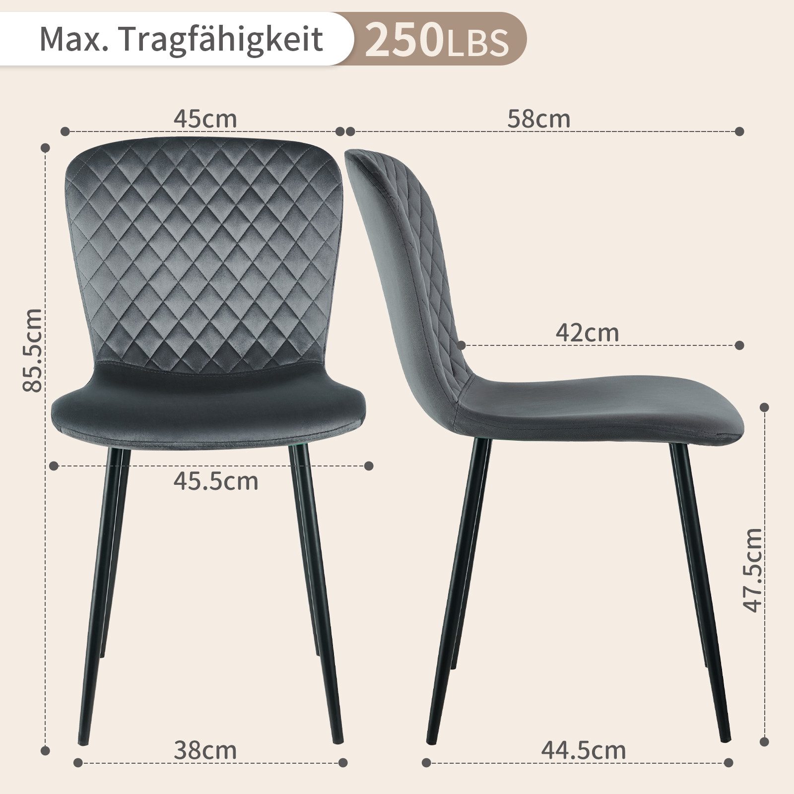 JYMTOM Esszimmerstuhl mit Rücklehne und Beinen günstig online kaufen