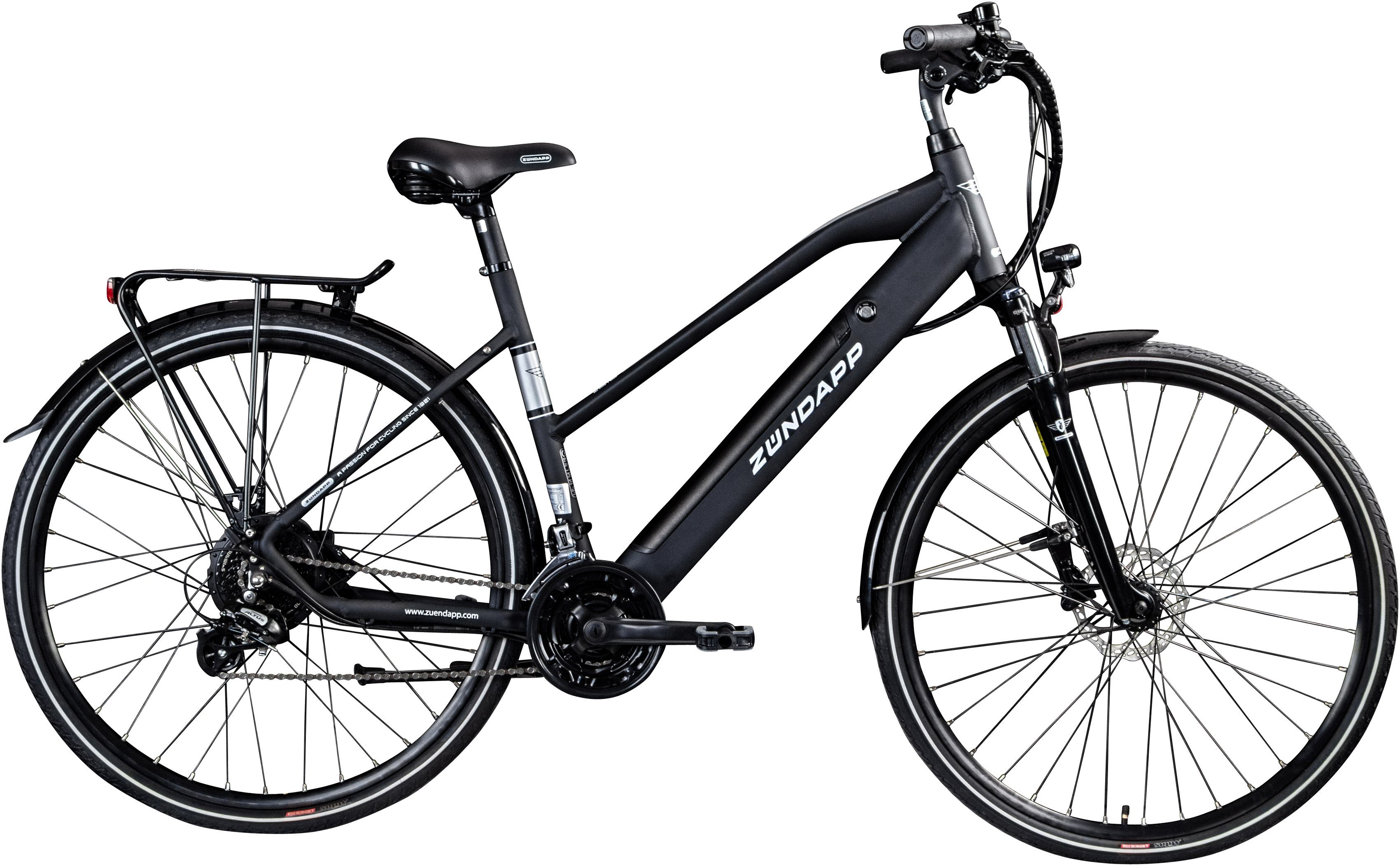 Zündapp E-Bike Z810, 24 Gang Shimano Altus RD-M310 Schaltwerk, Kettenschaltung, Heckmotor, 417,6 Wh Akku, Pedelec, Elektrofahrrad für Damen, Trekkingrad