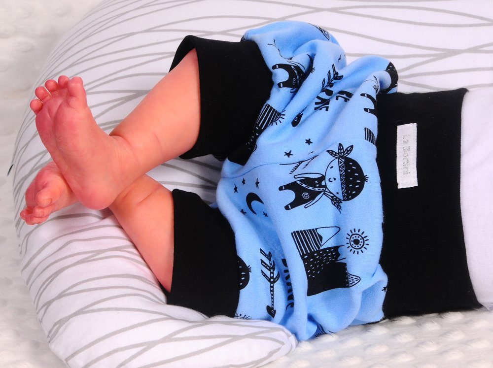 La Bortini Shorts Baby und Kinder Shorts Pumphose in Blau schwarz gemustert aus Baumwolle, elastisch, weich, 44 50 56 62 68 74 80 86 92 98