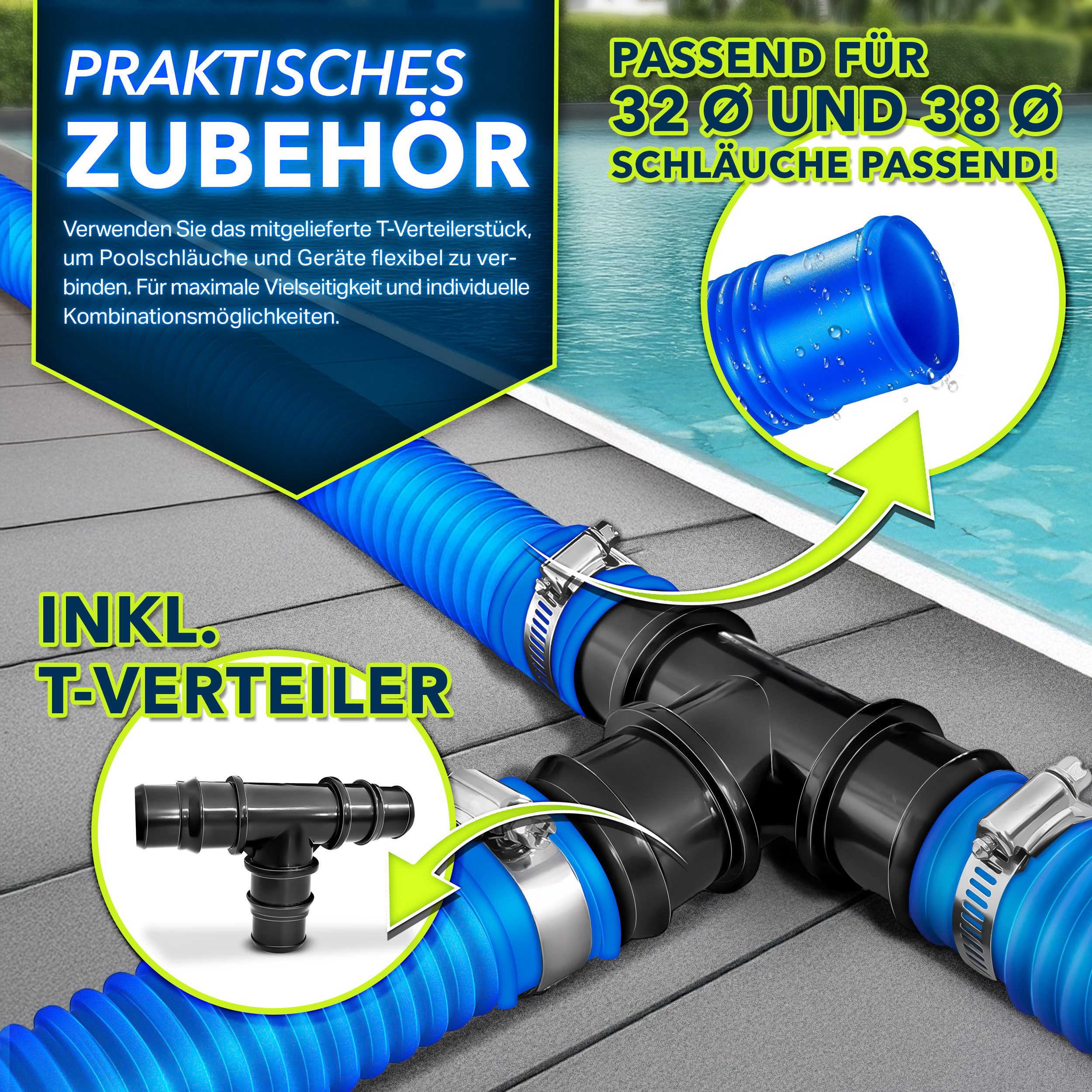 tillvex Gartentisch tillvex® Bypass Set Pool Solarheizung Poolheizung Heizung Solarkollekt (ideal für Sandfilteranlagen, Wärmepumpen & Poolheizung, 3-Wege-Venti – Bild 5 von 5