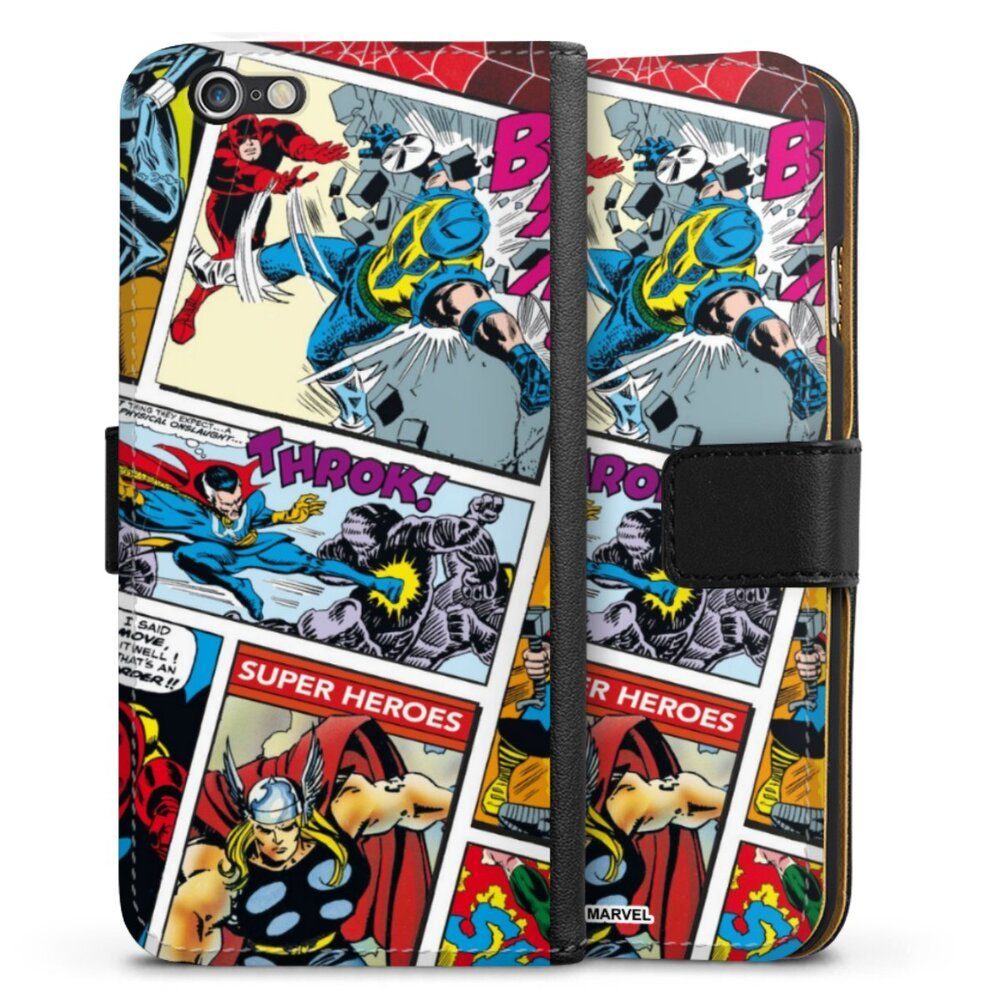 DeinDesign Handyhülle Marvel Retro Comic Blue, Apple iPhone 6 Hülle Handy Flip Case Wallet Cover Handytasche Leder