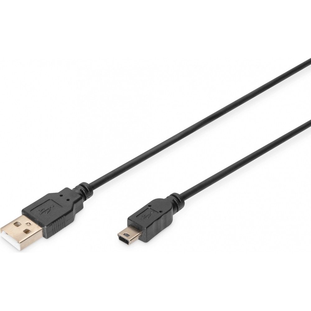 DIGITUS Mini USB 2.0 Kabel 1,8m Typ A - mini B, schwarz. Smartphone-Adapter