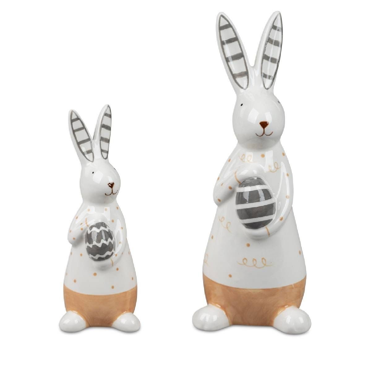 formano Osterhase Hasenfiguren im 2er Set aus Keramik Creme/Braun