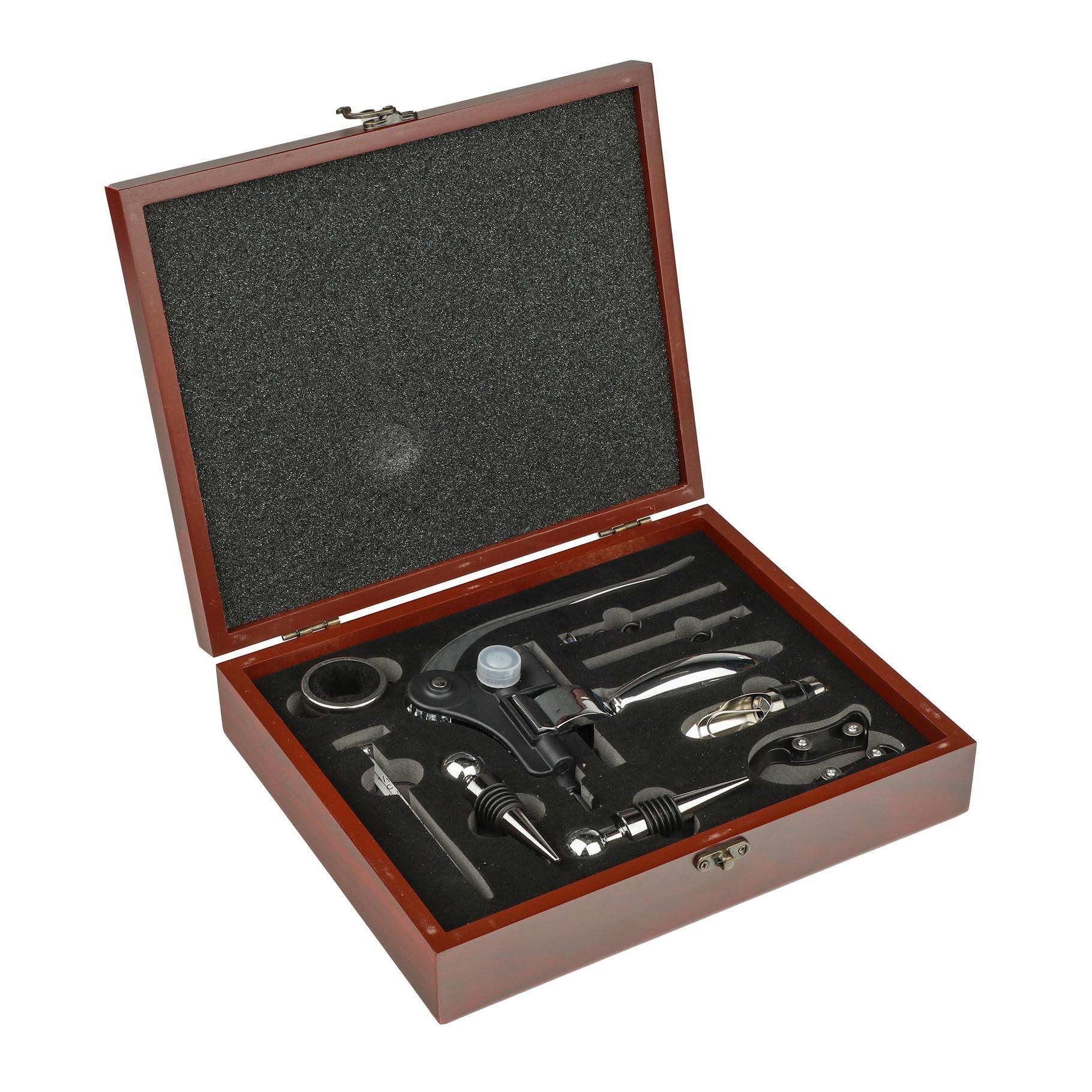 HI Sommelier-Set Wein Sommelier Set Zubehör 10-tlg Korkenzieher Ausgießer Geschenkidee, (Sommelier-Set bestehend aus 10 Teilen)