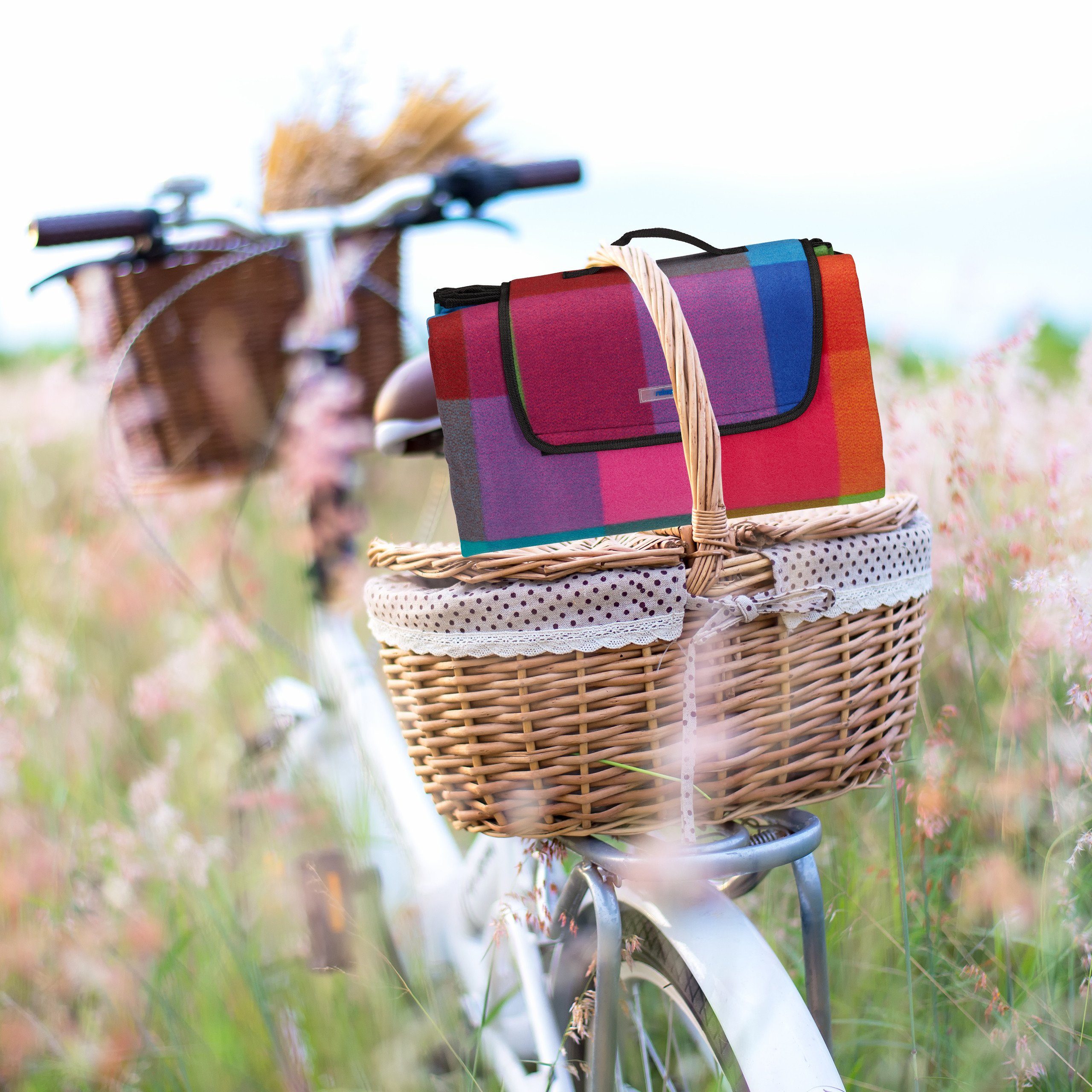 Picknickdecke bunt kariert, relaxdays