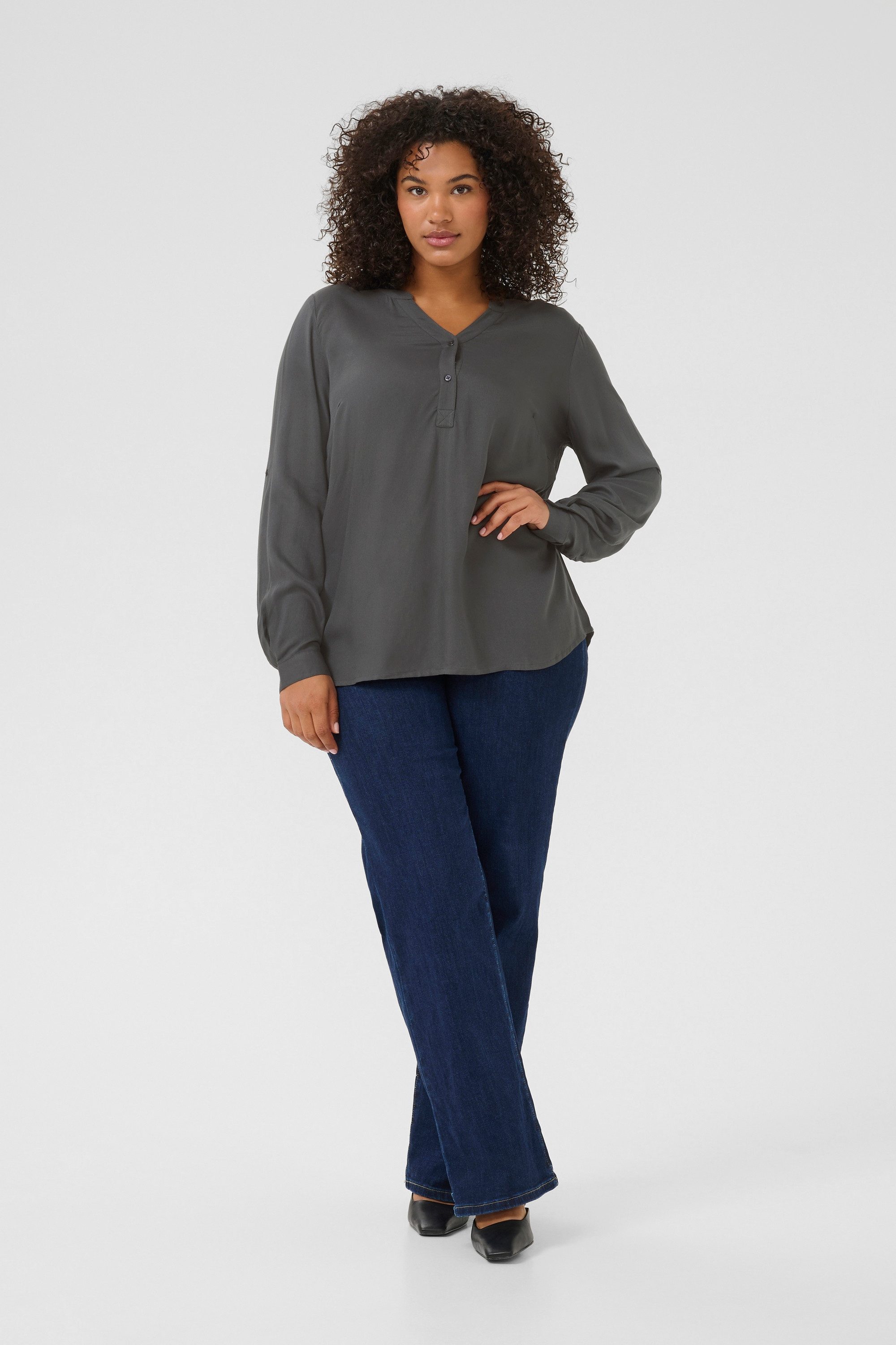 KAFFE Curve Langarmbluse Langarm-Bluse KCsida Große Größen günstig online kaufen