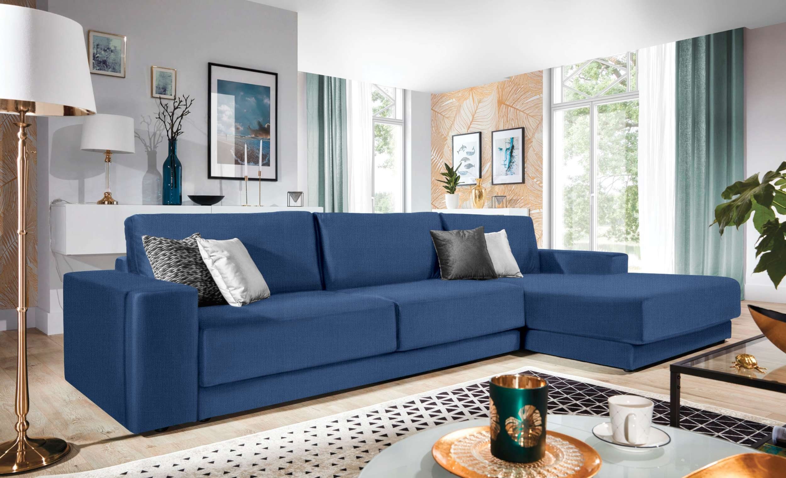 Stylefy Ecksofa Breva, mit rechts oder Bettfunktion, Modern wahlweise und Eckcouch, links Bettkasten Schaumstoffpolsterung, Design bestellbar, mane L-Form