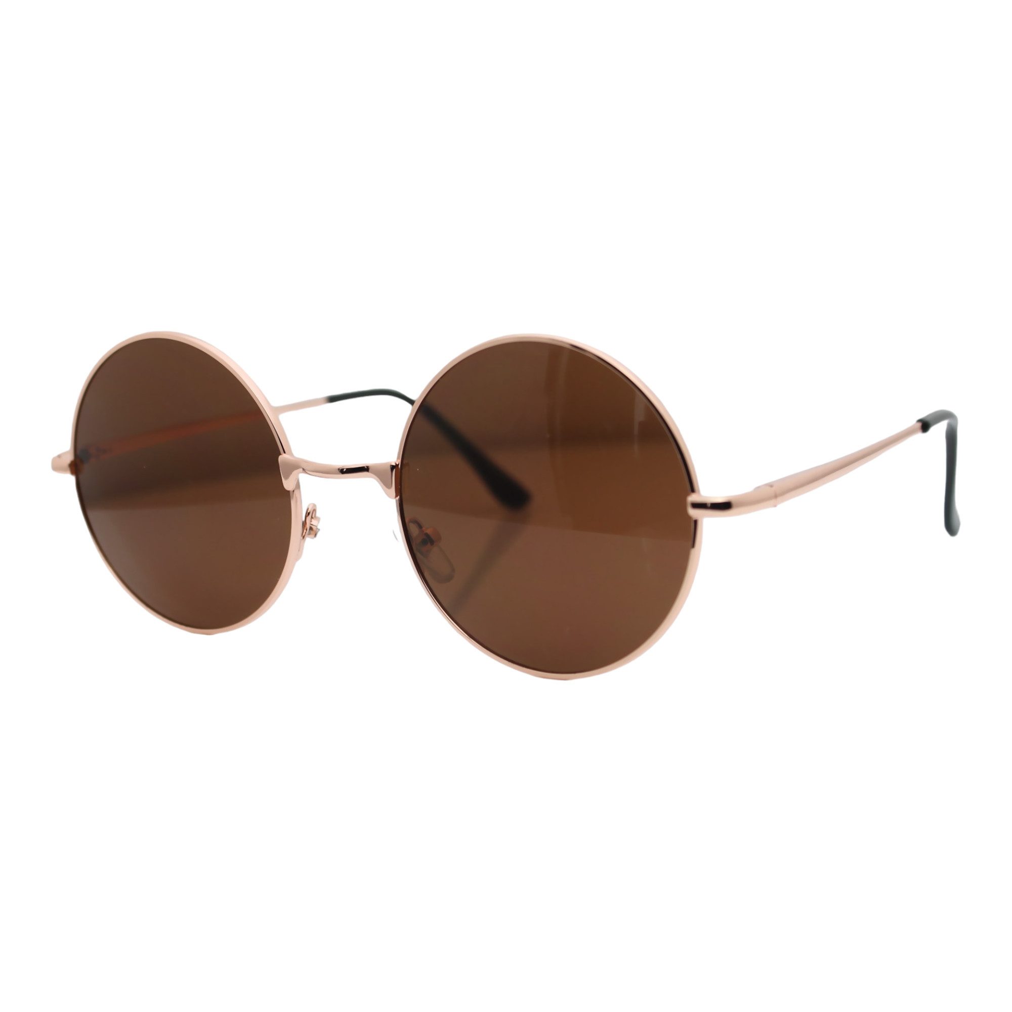 Rennec Sonnenbrille (Große Runde Brille inklusive Brillenbeutel) Nickelbrille mit Federscharniere und getönten Gläsern