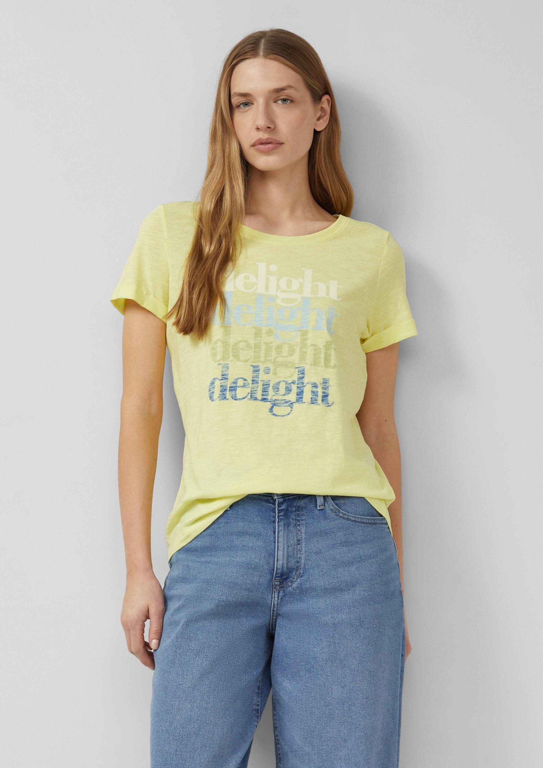 s.Oliver Kurzarmshirt T-Shirt T-Shirt mit Flammgarnstruktur und Print