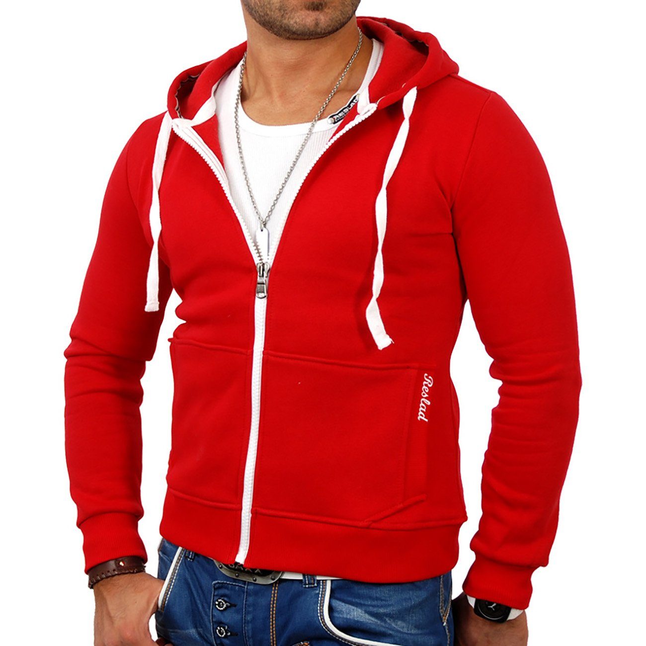 Reslad Sweatjacke Reslad Herren Kapuzen Sweatjacke Chicago RS-1002 (1-tlg) Kapuzenpullover Zipper Hoodie