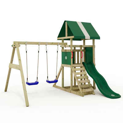 Wickey Klettergerüst Spielturm DinkyHouse für Kleinkinder mit Rutsche und Doppelschaukel, 10-jährige Garantie*, Integrierter Sandkasten