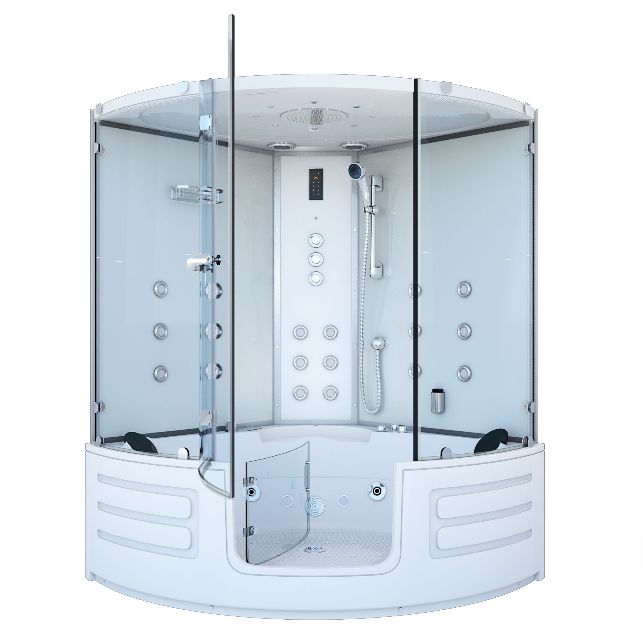 AcquaVapore Grossraumdusche Dampfdusche Whirlpool Duschkabine K70-WS-TH-ALL, Sicherheitsglas ESG, Eingebaute Lautsprecher, Gehärtetes Glas, Integrierte Massagedüsen, Li