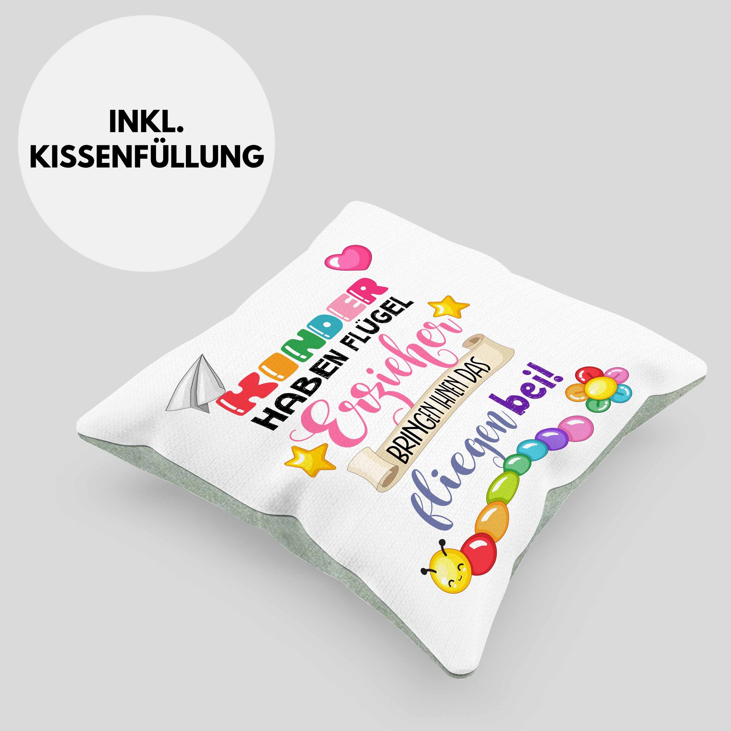 Haben 40x40 - Erzieherin Kindergärtnerin Dankeschön Kinder Füllung Kissen Trendation Dekokissen Grün Trendation Geschenk Danke Flügel Beste mit Dekokissen Spruch Abschiedsgeschenk