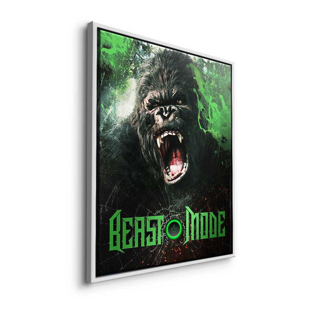 - Leinwandbild Bü DOTCOMCANVAS® Beast Motivation Mode Rahmen Beast - - Gorilla, Gorilla Leinwandbild - Mode goldener Hustle Premium