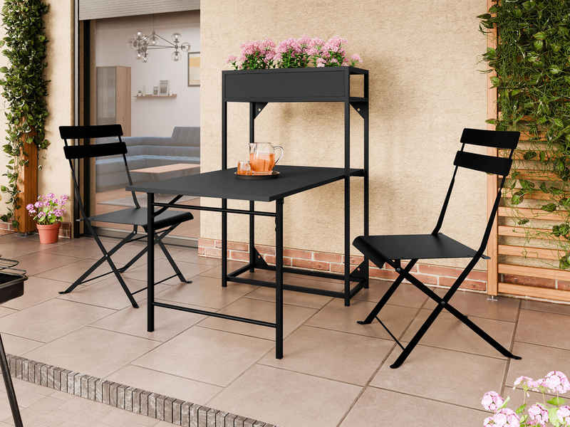 MIRJAN24 Gartenlounge-Set Tourra, (3er-Set, Gartentisch, Stuhl x2), Konstruktion aus Stahl