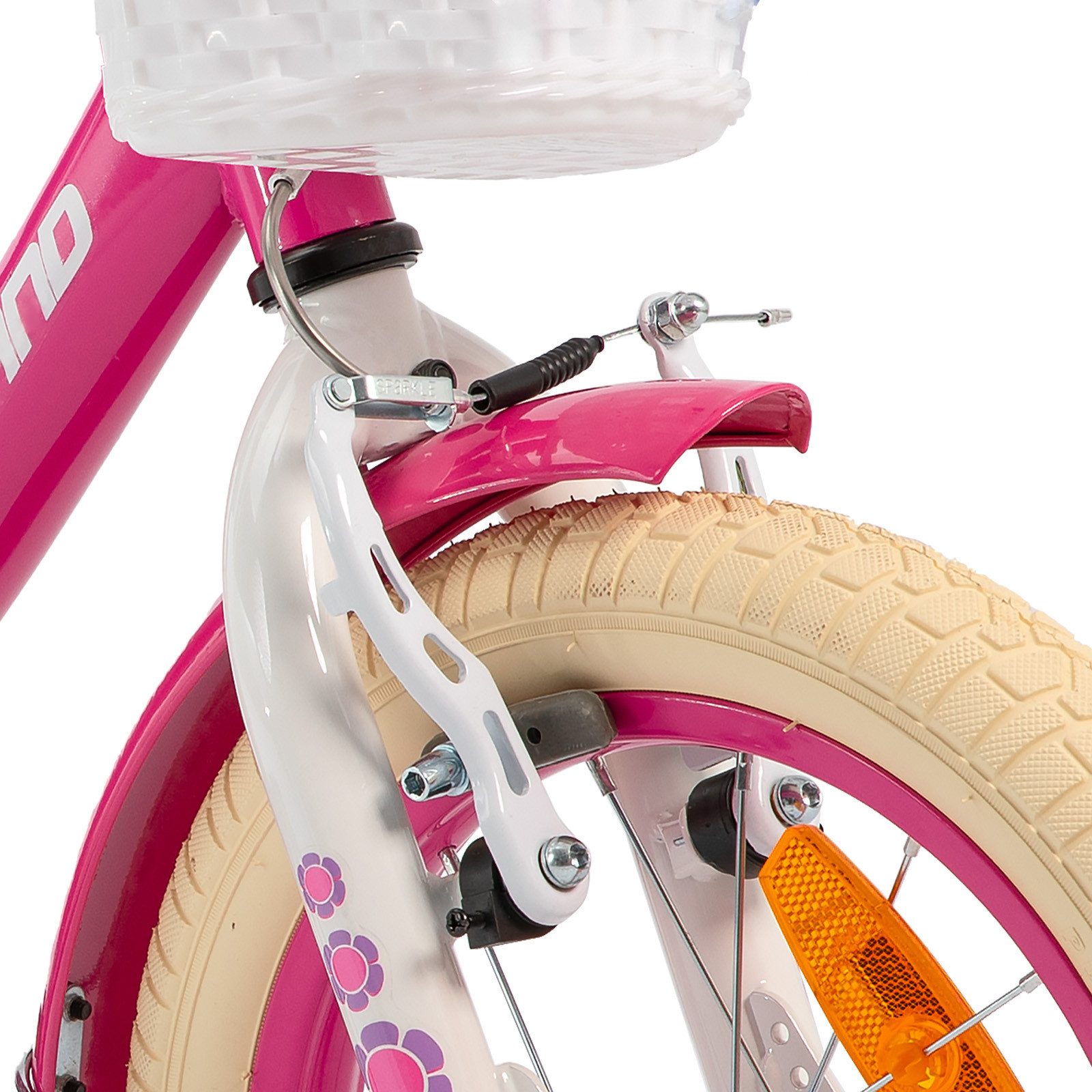 HILAND Kinderfahrrad Petal 12/14/16 Zoll Mädchenfahrrad, Kinderfahrrad für Mädchen, mit Korb und Stützrädern, Kotflügel, Hilfsrad, Fahrradklingel