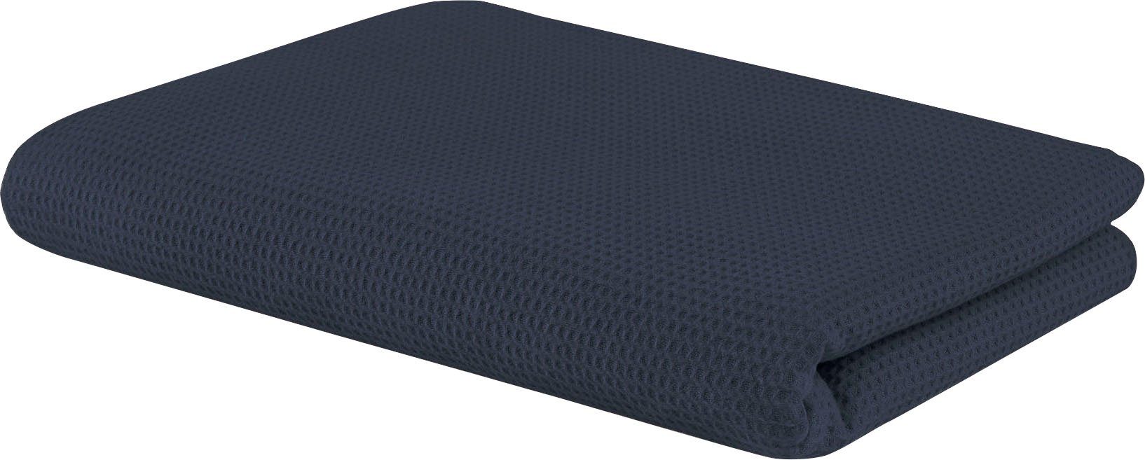 Wohndecke Waffeldecke, SETEX, aus Waffelpiqué, auch als Tagesdecke geeignet, Kuscheldecke navy