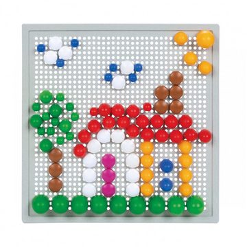 Pilsan Spielcenter Steckspiel 03333 Mosaik, 52-teiliges Sortierspiel bunte Stecker Steckbrett