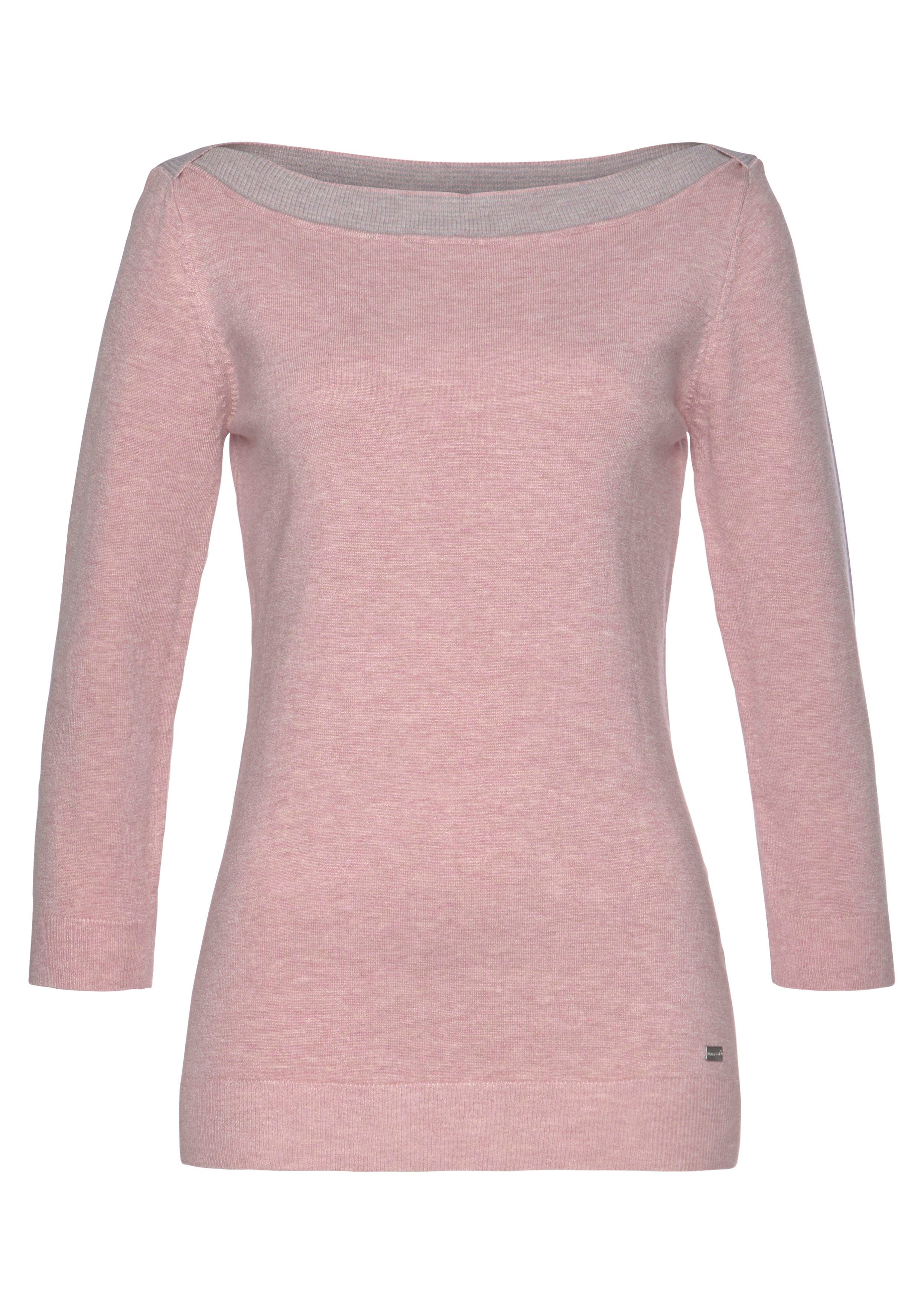 Laura Scott Strickpullover mit farblich fein abgesetzten U-Boot Ausschnitt