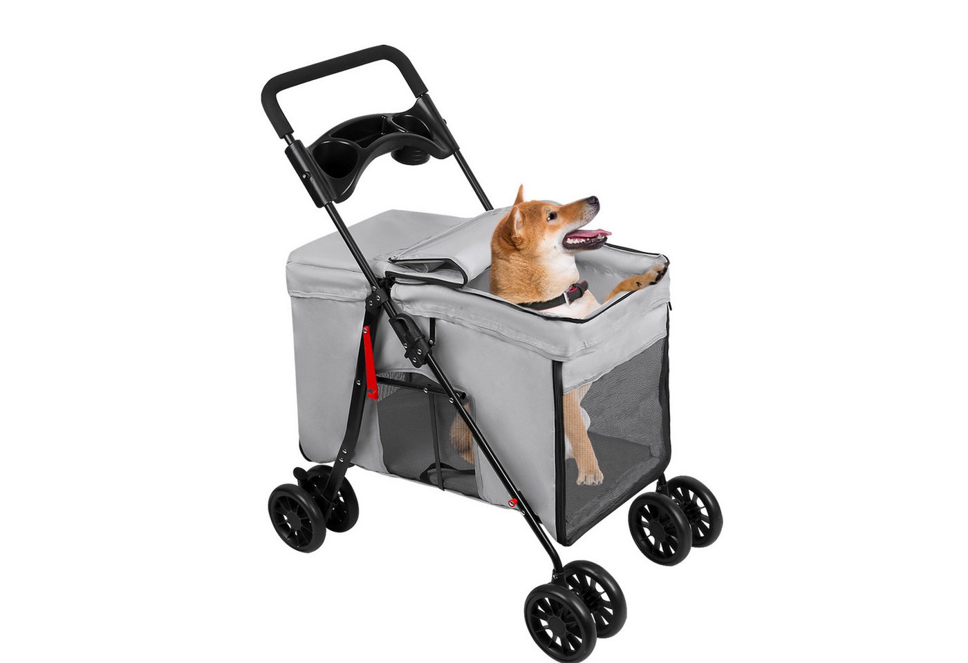 JEOBEST Hundebuggy Hundewagen für kleine und mittelgroße Hunde und Katzen, (Hundetrolley, 1-tlg. Faltbarer) Oxford-Gewebe, 360° Rollen Design