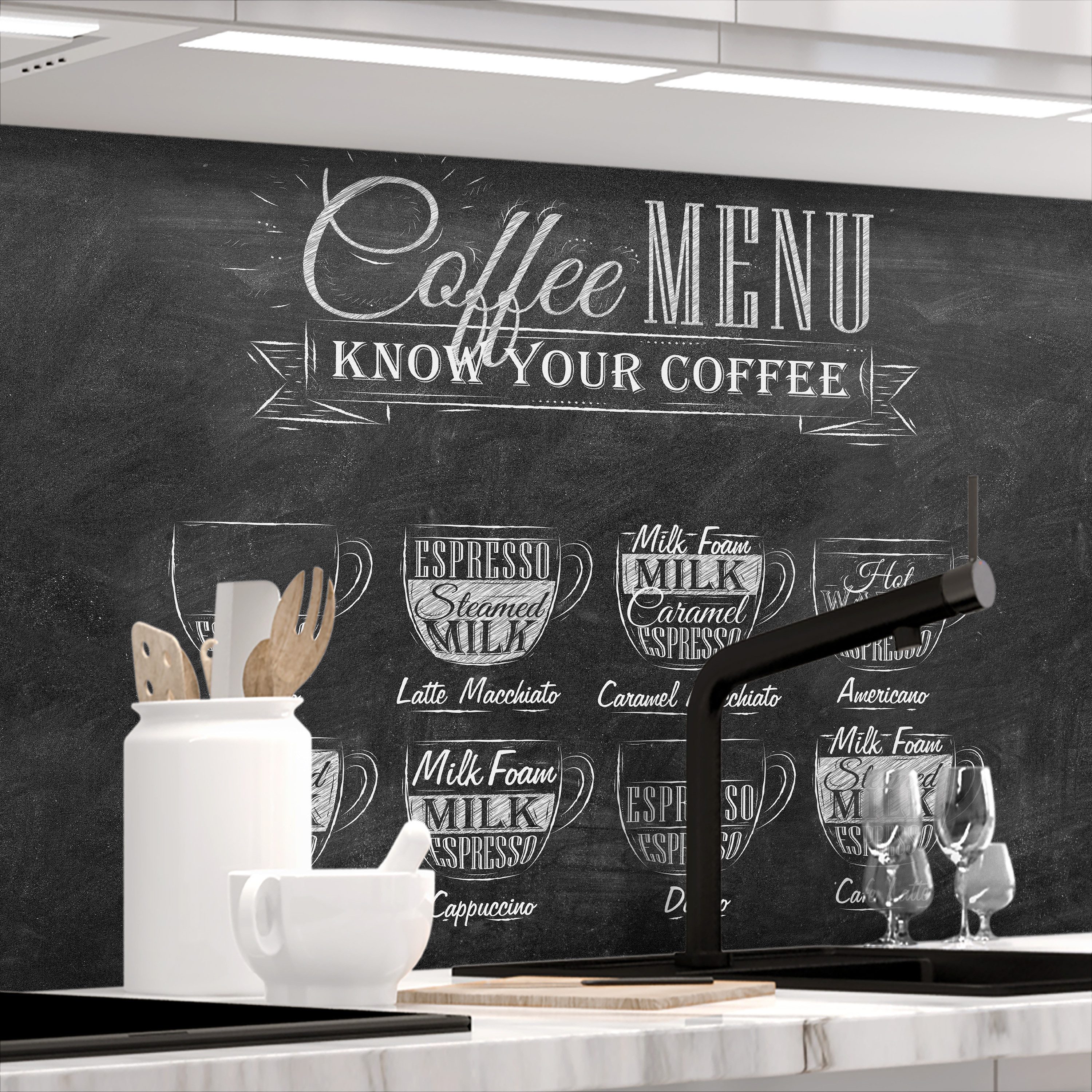 Stickerprofis Küchenrückwand BISTRO MENU (Matt-Finish), (Premium), 1,5mm, selbstklebend, hält auf besonders vielen Öberflächen