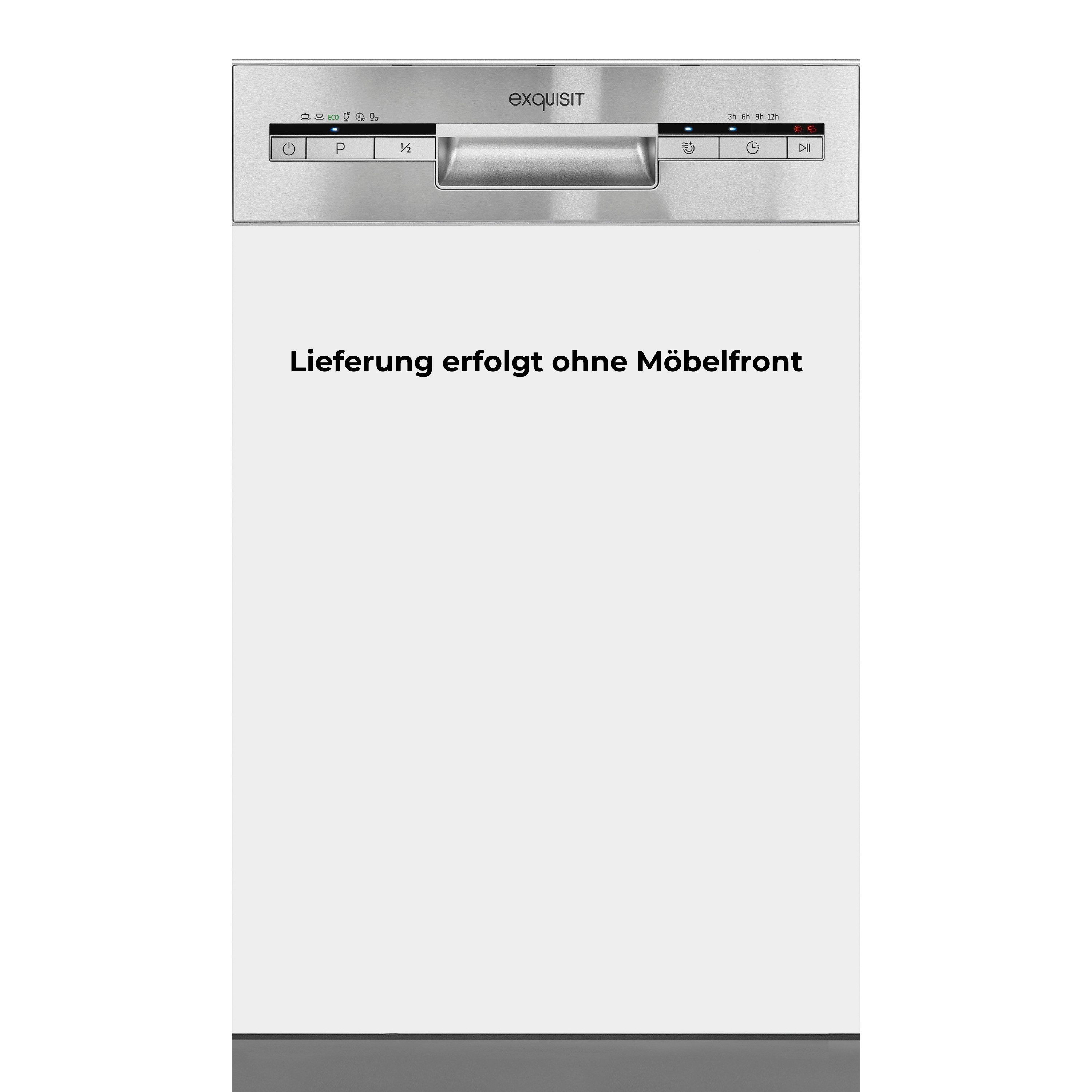 exquisit teilintegrierbarer Geschirrspüler START EGSP51009-EB-030E, 9 Maßgedecke, 45cm breit, 9 Liter, Startzeitvorwahl, einfache Bedienung