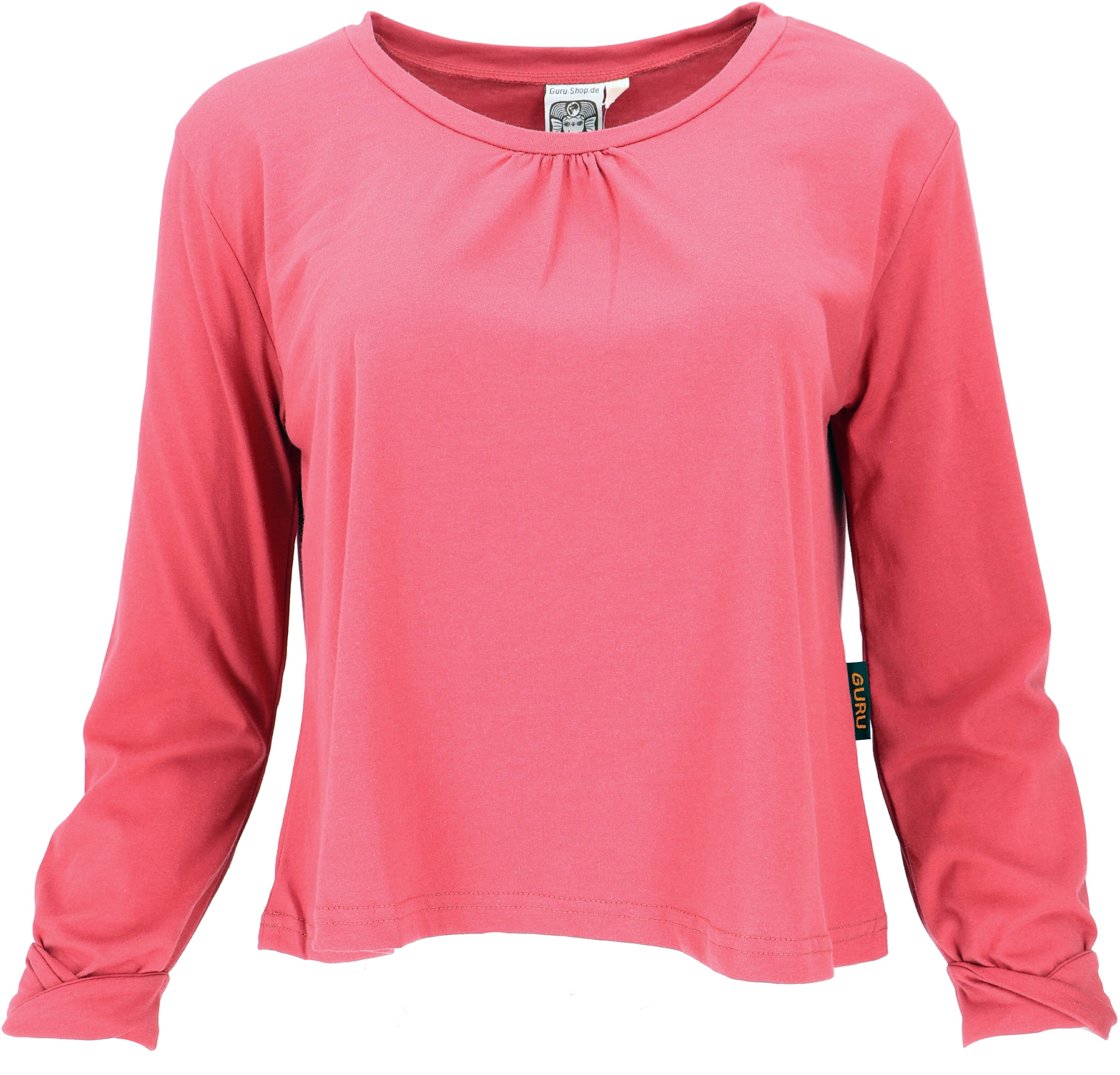 Guru-Shop Longsleeve Einfarbiges Basic Shirt, lockeres günstig online kaufen