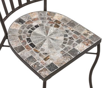 Dehner Gartenstuhl Grazia, 90 x 47 x 40 cm, Eisen/Stein, Dank der Mosaikfliesen ideal für eine mediterrane Gestaltung