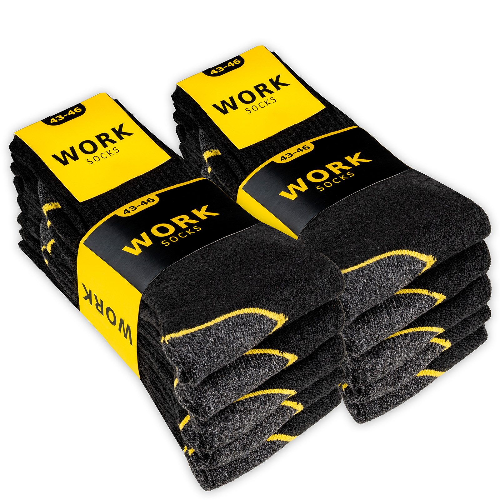 sockenkauf24 Arbeitssocken 10 oder 20 Paar Herren Arbeitssocken "WORK" atmungsaktiv (Schwarz, 10-Paar, 43-46) verstärkt durch Vollfrottee - 10200