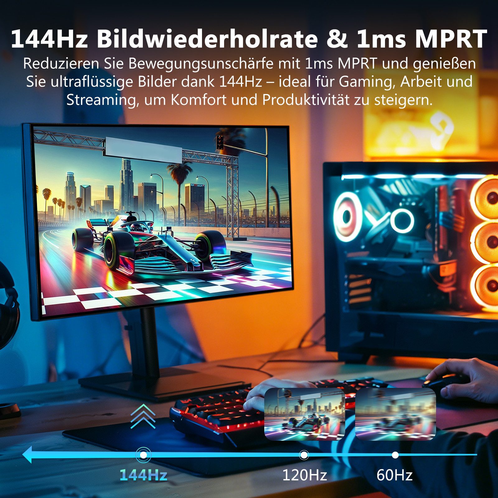 Z-EDGE 27" 144Hz 2K QHD 1440P IPS 1ms Gaming-Monitor (68,58 cm/27 ", 2560 × 1440 px, QHD (2K), 1 ms Reaktionszeit, 144 Hz, IPS, DP & HDMI‑Anschlüsse)